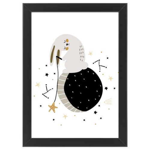 La Nolie Black Framed Wall Art - Astro Bunny