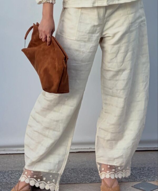 Crème Japanese Set in crème, featuring the soft puff sleeve and gathered cuff
