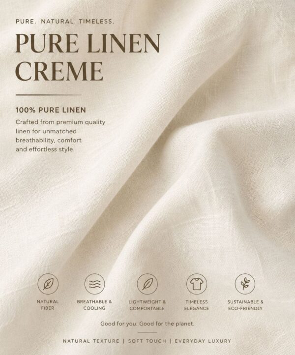 Crème Japanese Set in crème, capturing the breathable pure linen texture